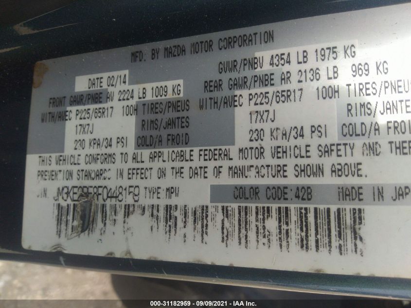 2015 MAZDA CX-5 SPORT JM3KE2BE8F0448159