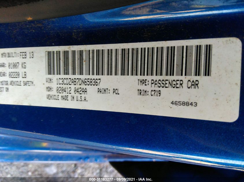 2013 DODGE AVENGER SE 1C3CDZAB7DN658367