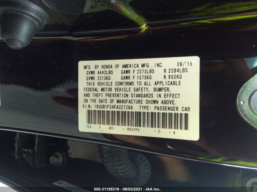 2015 ACURA TLX TECH 19UUB1F54FA027288
