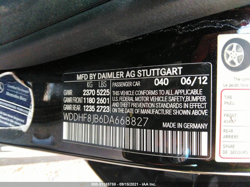 2013 MERCEDES-BENZ E-CLASS E 350 WDDHF8JB6DA668827