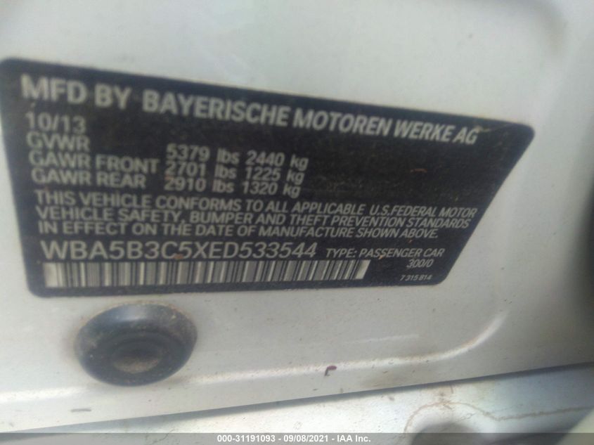 2014 BMW 5 SERIES 535I XDRIVE WBA5B3C5XED533544