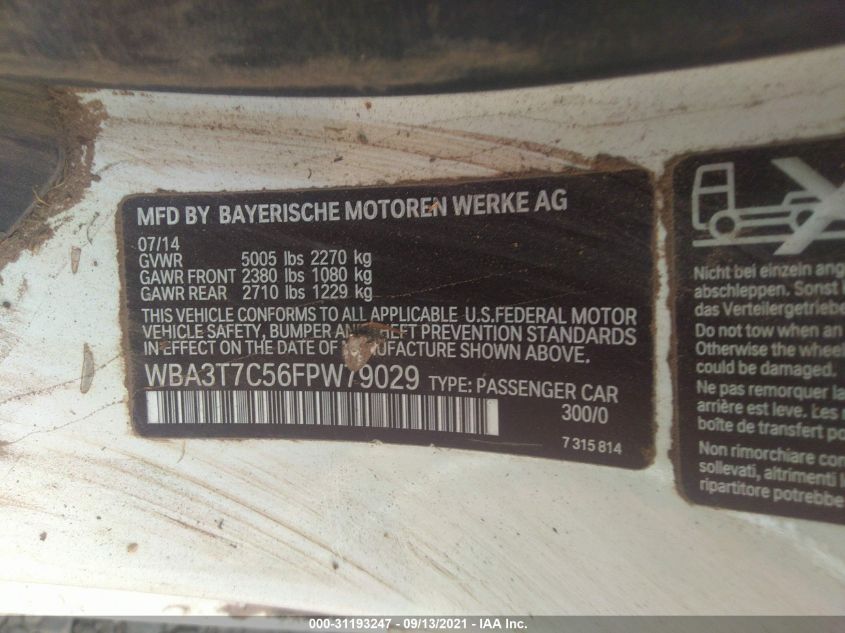 2015 BMW 4 SERIES 435I XDRIVE WBA3T7C56FPW79029