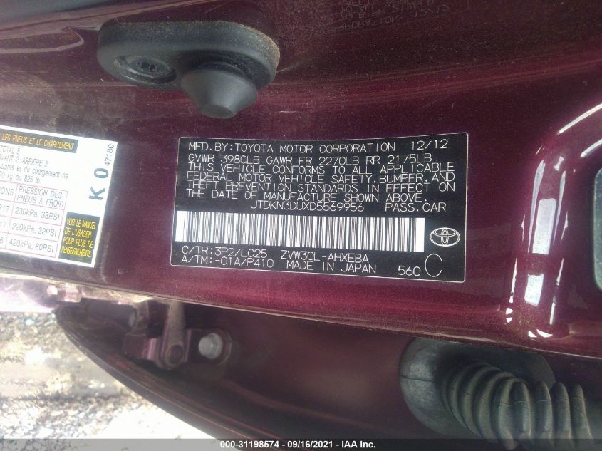 2013 TOYOTA PRIUS ONE/TWO/THREE/FOUR/FIVE JTDKN3DUXD5569956