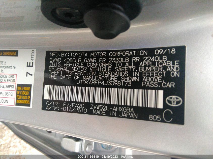 2018 TOYOTA PRIUS PRIME PLUS/PREMIUM/ADVANCED JTDKARFP4J3098173
