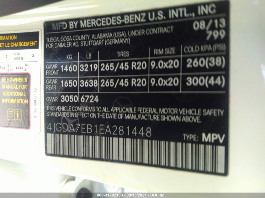 2014 MERCEDES-BENZ M-CLASS ML 63 AMG 4JGDA7EB1EA281448