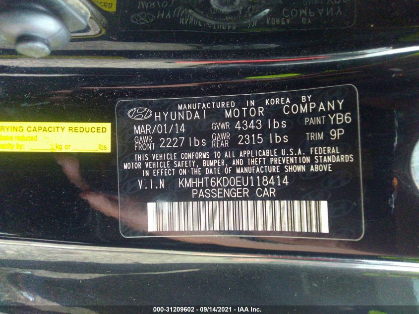 2014 HYUNDAI GENESIS COUPE 2.0T KMHHT6KD0EU118414