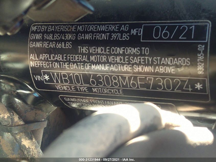 2021 BMW R NINE T PURE WB10L6308M6E73024