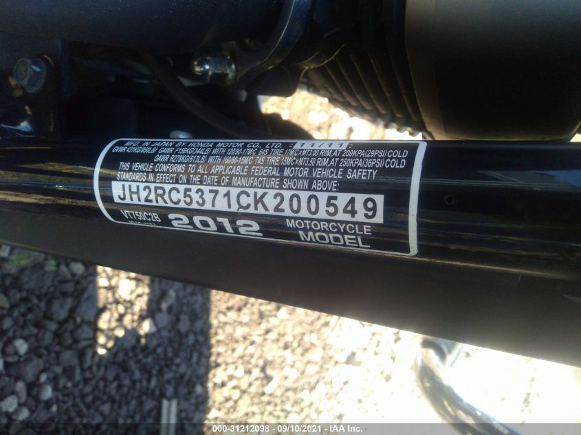 2012 HONDA VT750 C2B JH2RC5371CK200549