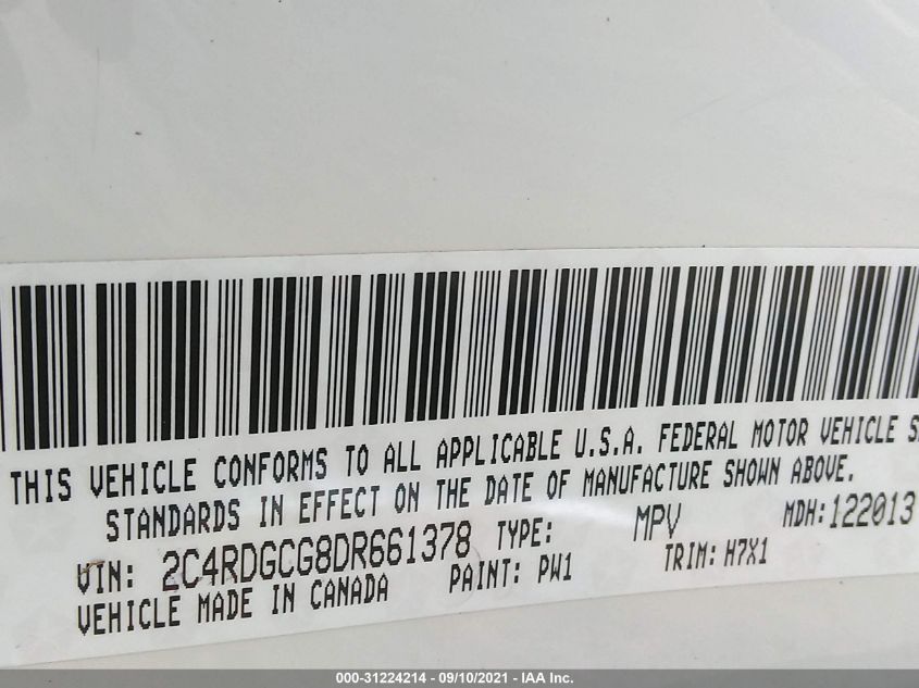 2013 DODGE GRAND CARAVAN SXT 2C4RDGCG8DR661378