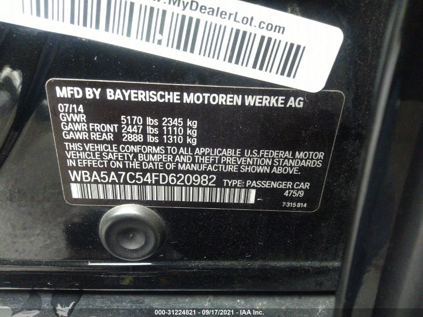 2015 BMW 5 SERIES 528I XDRIVE WBA5A7C54FD620982