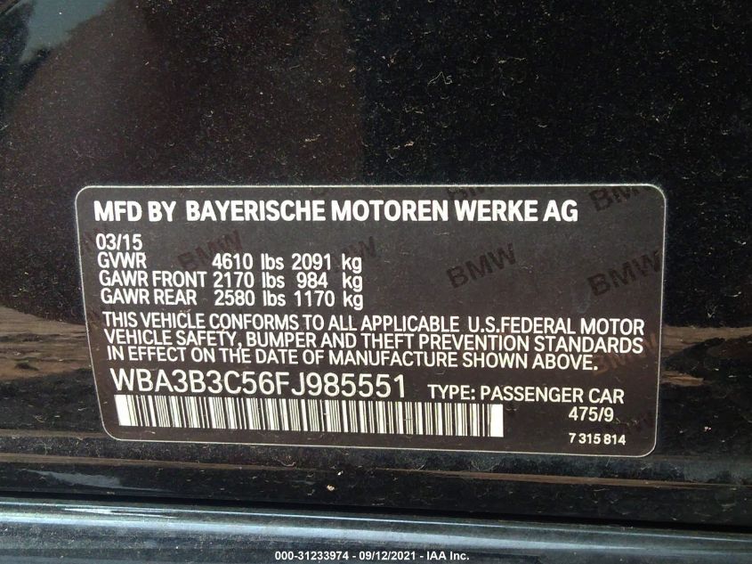 2015 BMW 3 SERIES 328I XDRIVE WBA3B3C56FJ985551