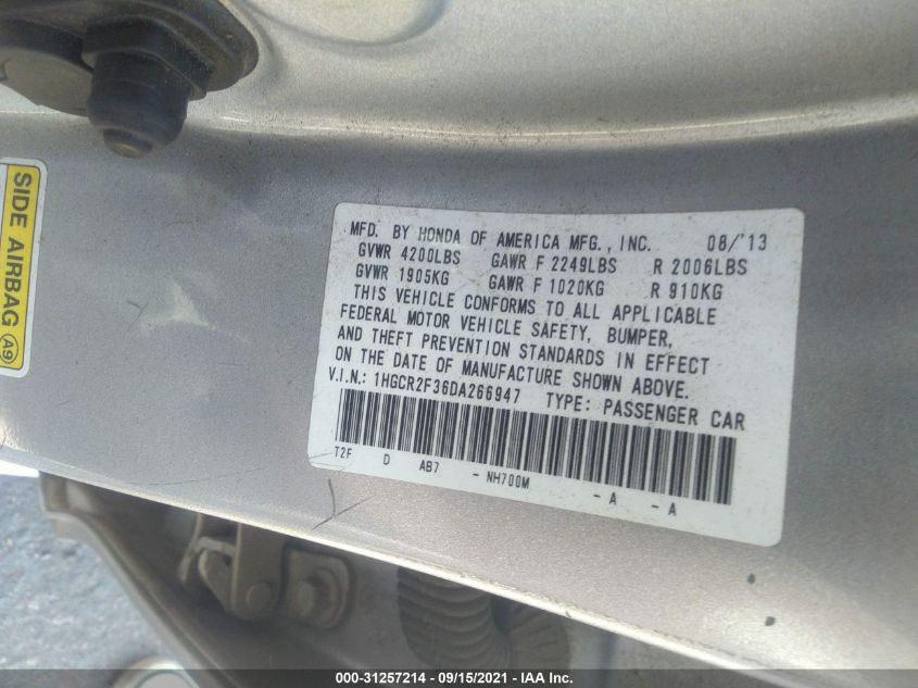 2013 HONDA ACCORD SDN LX 1HGCR2F36DA266947