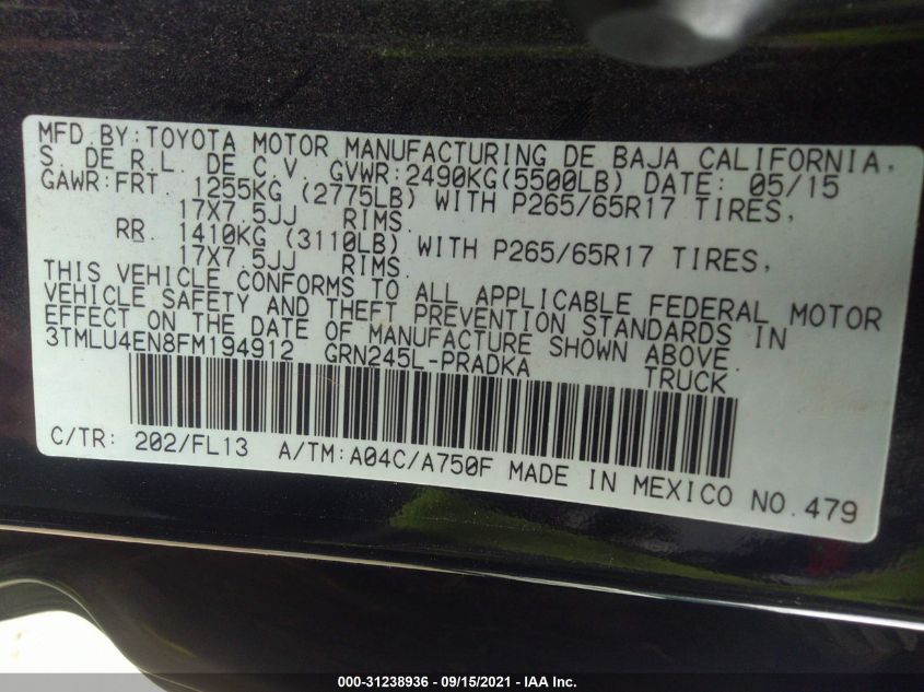 2015 TOYOTA TACOMA 3TMLU4EN8FM194912