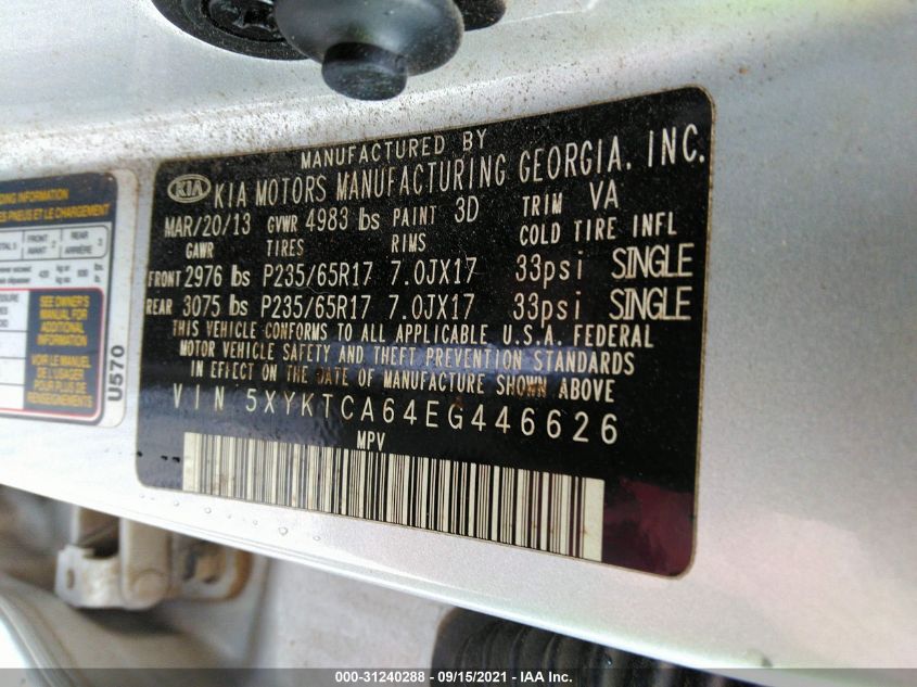 2014 KIA SORENTO LX 5XYKTCA64EG446626