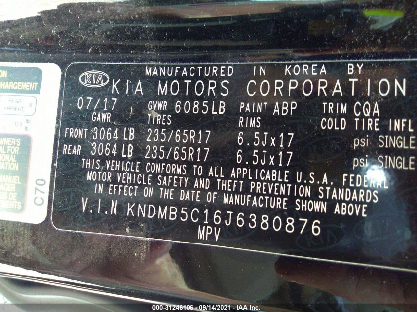2018 KIA SEDONA LX KNDMB5C16J6380876