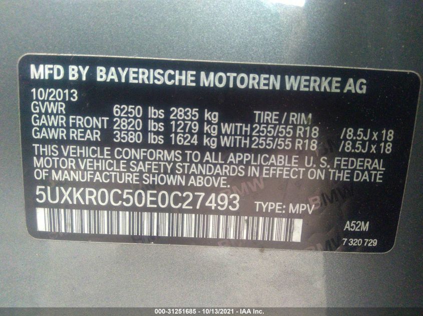 2014 BMW X5 XDRIVE35I 5UXKR0C50E0C27493