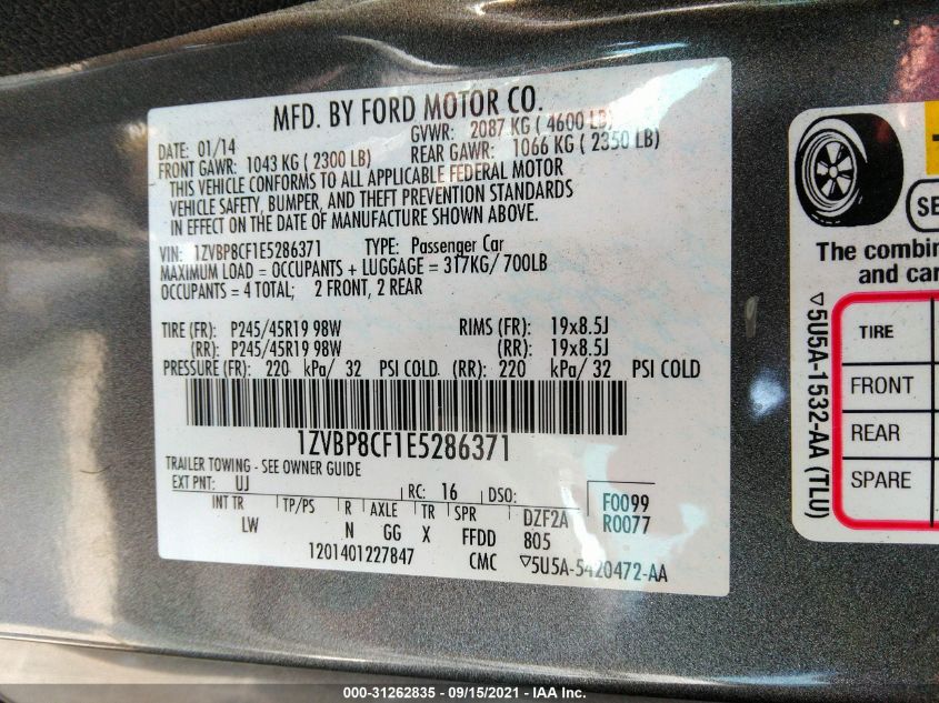 2014 FORD MUSTANG GT 1ZVBP8CF1E5286371