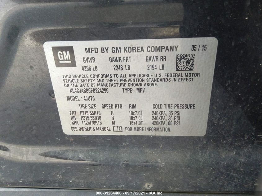 2015 BUICK ENCORE KL4CJASB6FB224296