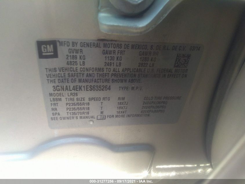 2014 CHEVROLET CAPTIVA SPORT FLEET LTZ 3GNAL4EK1ES635264