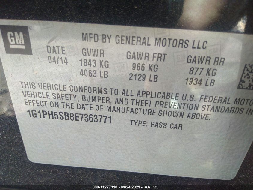2014 CHEVROLET CRUZE ECO 1G1PH5SB8E7363771