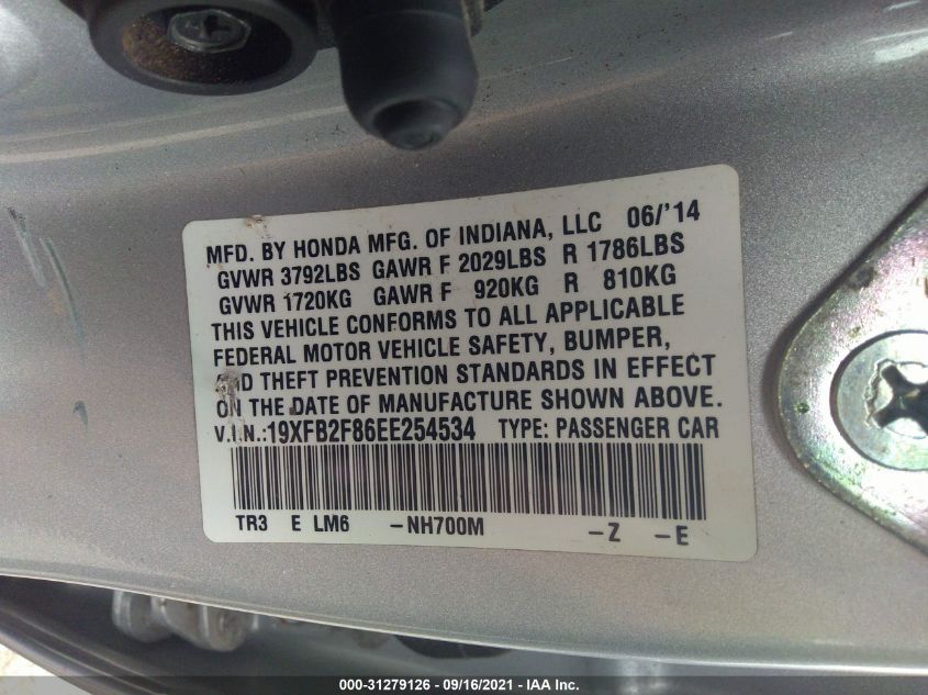 2014 HONDA CIVIC SEDAN EX 19XFB2F86EE254534