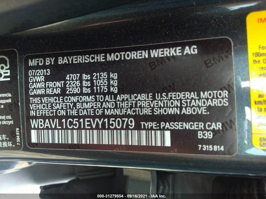 2014 BMW X1 XDRIVE28I WBAVL1C51EVY15079