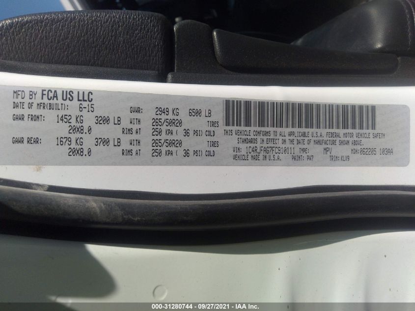 2015 JEEP GRAND CHEROKEE ALTITUDE 1C4RJFAG7FC910111