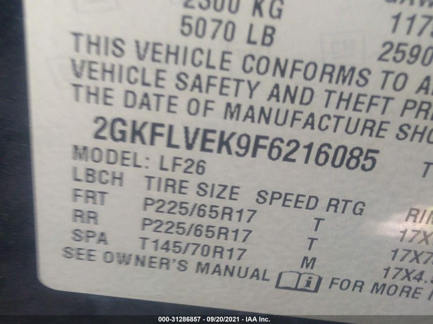 2015 GMC TERRAIN SLE 2GKFLVEK9F6216085