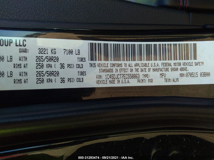 2014 DODGE DURANGO R/T 1C4SDJCT7EC558863