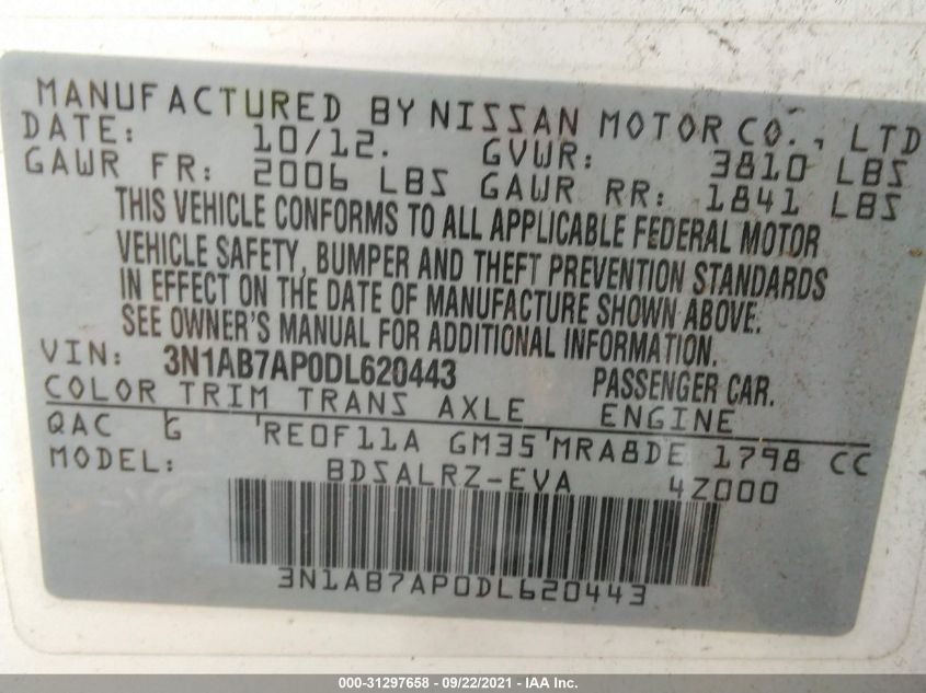 2013 NISSAN SENTRA SR - 3N1AB7AP0DL620443