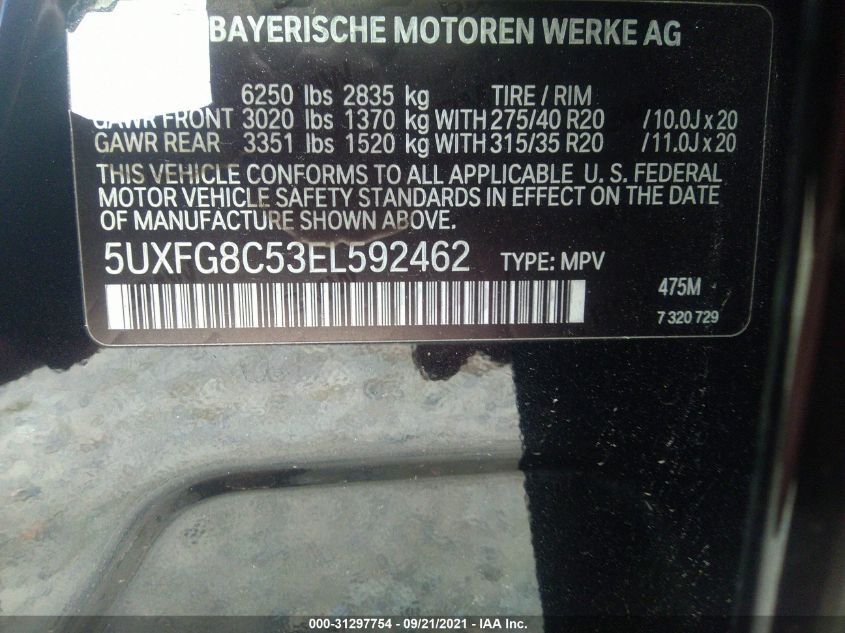 2014 BMW X6 XDRIVE50I 5UXFG8C53EL592462
