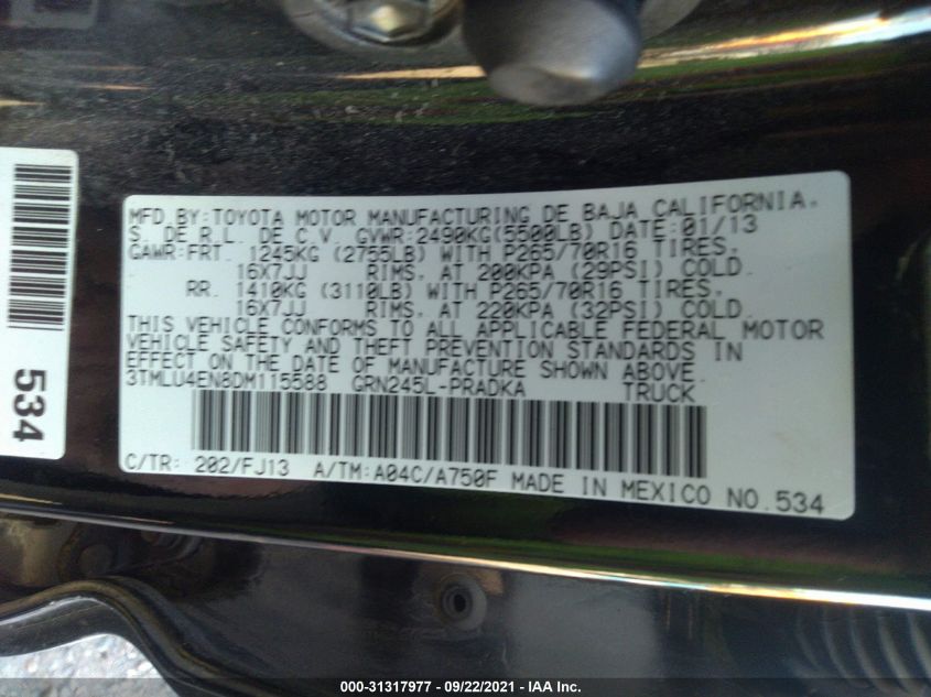 2013 TOYOTA TACOMA 3TMLU4EN8DM115588