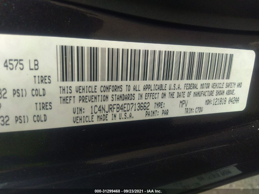 2014 JEEP PATRIOT LATITUDE 1C4NJRFB4ED713662