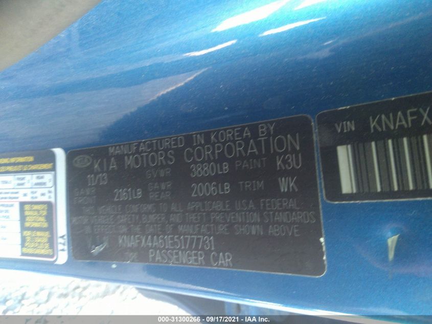 2014 KIA FORTE LX KNAFX4A61E5177731
