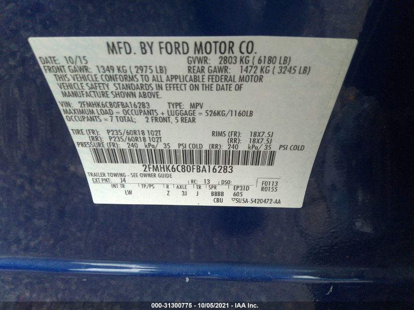 2015 FORD FLEX SEL 2FMHK6C80FBA16283