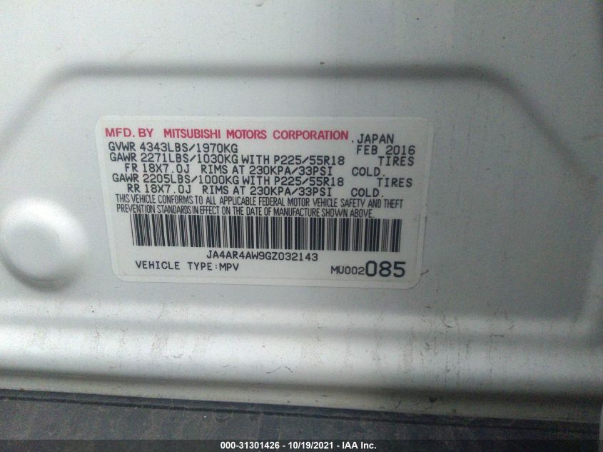 2016 MITSUBISHI OUTLANDER SPORT 2.4 JA4AR4AW9GZ032143