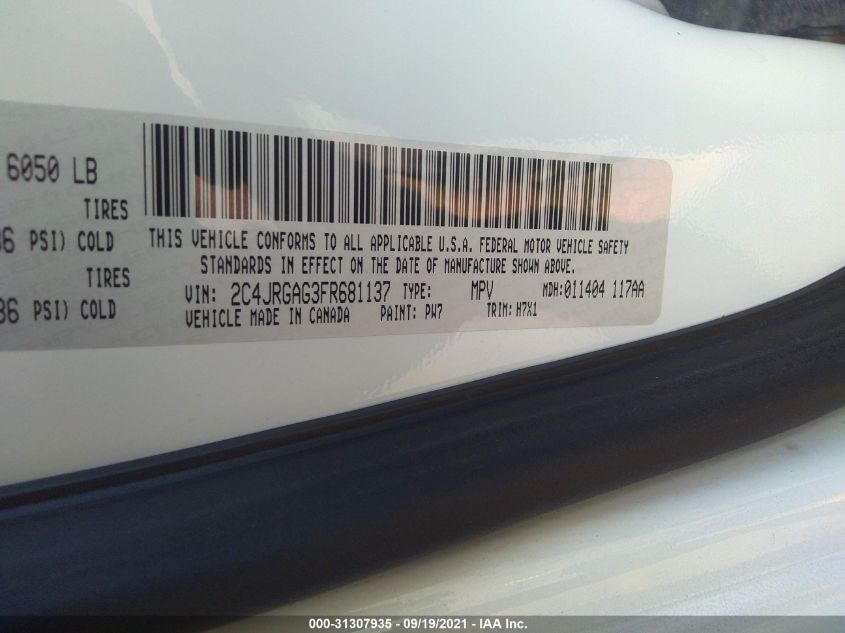 2015 RAM CARGO VAN TRADESMAN 2C4JRGAG3FR681137