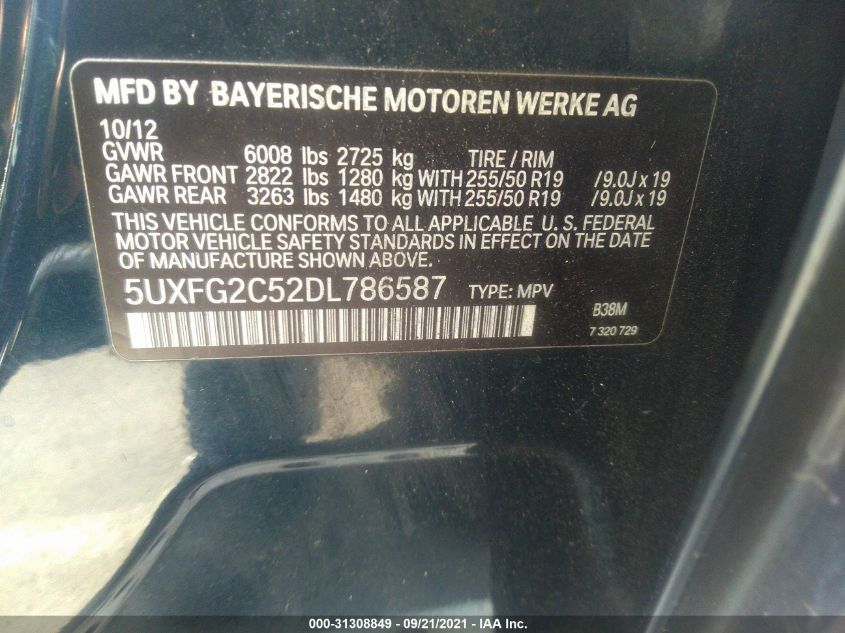 2013 BMW X6 XDRIVE35I 5UXFG2C52DL786587
