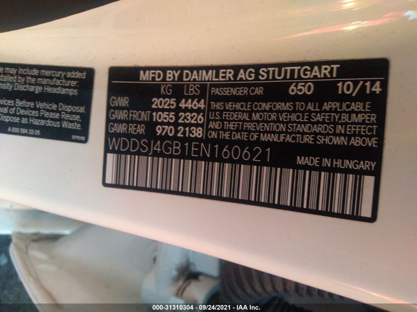 2014 MERCEDES-BENZ CLA-CLASS CLA 250 WDDSJ4GB1EN160621