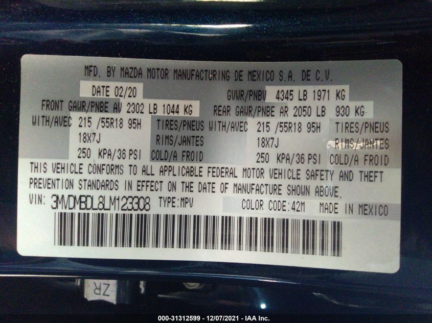 2020 MAZDA CX-30 PREFERRED PACKAGE 3MVDMBDL8LM123308