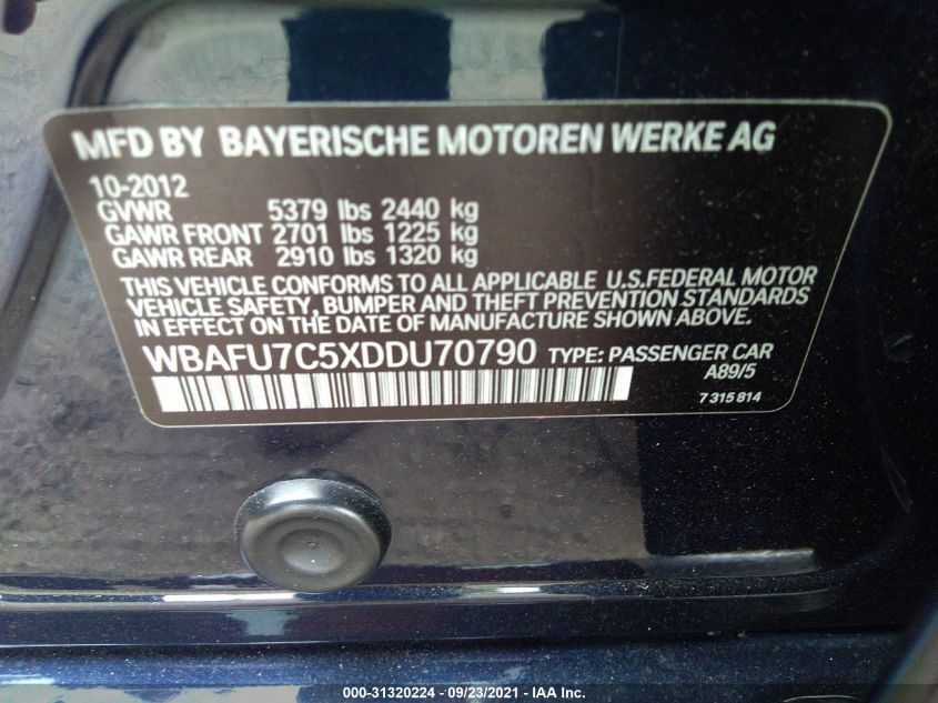 2013 BMW 5 SERIES 535I XDRIVE WBAFU7C5XDDU70790