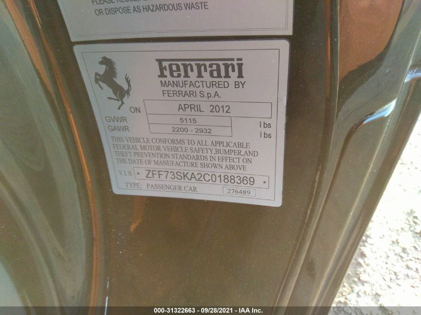 2012 Ferrari FF - ZFF73SKA2C0188369