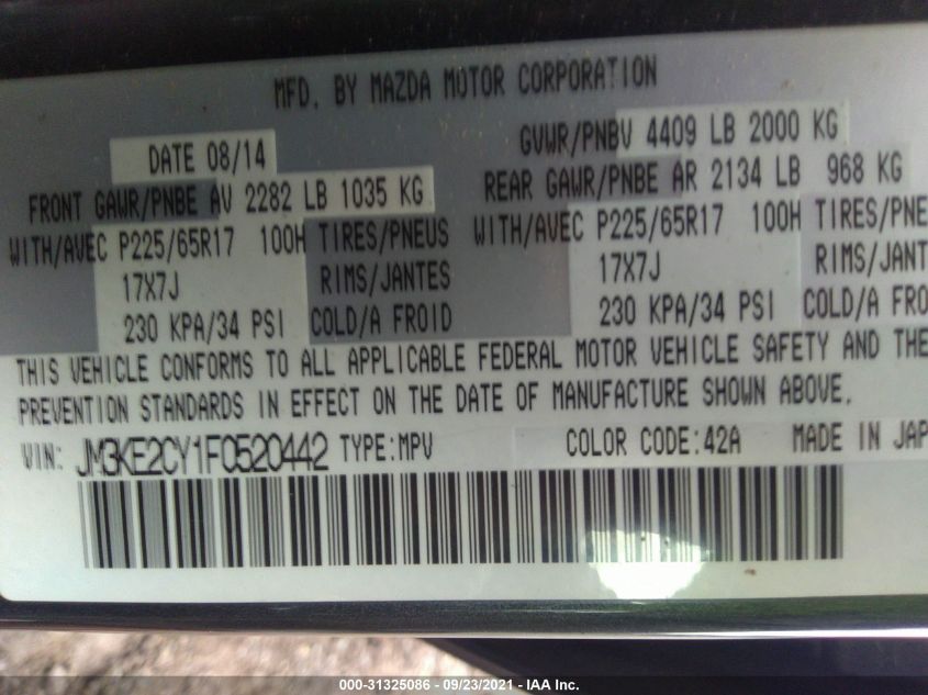 2015 MAZDA CX-5 TOURING JM3KE2CY1F0520442
