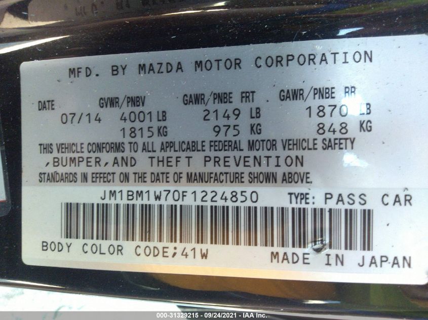 2015 MAZDA MAZDA3 I GRAND TOURING JM1BM1W70F1224850