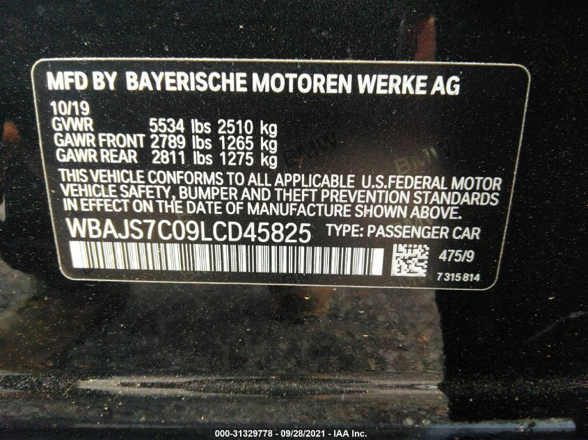 2020 BMW 5 SERIES M550I XDRIVE WBAJS7C09LCD45825
