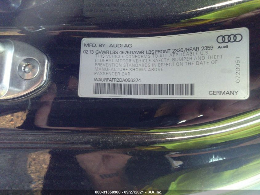 2013 AUDI A5 PREMIUM PLUS WAURFAFR2DA056374