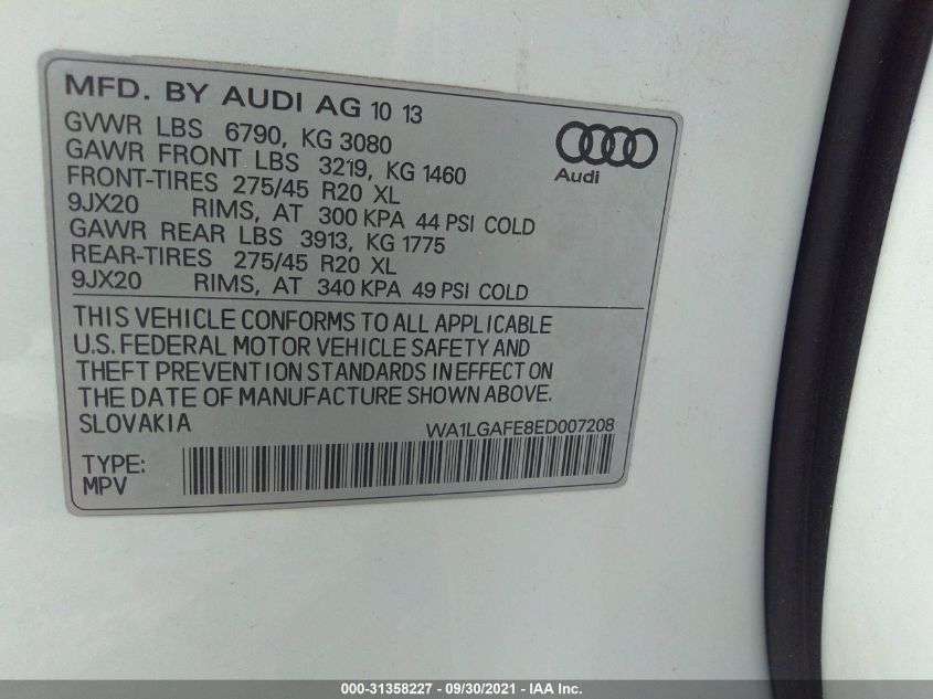 2014 AUDI Q7 3.0T PREMIUM PLUS WA1LGAFE8ED007208