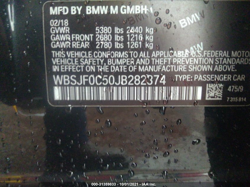 WBSJF0C50JB282374 2018 BMW M5, photo no. 9