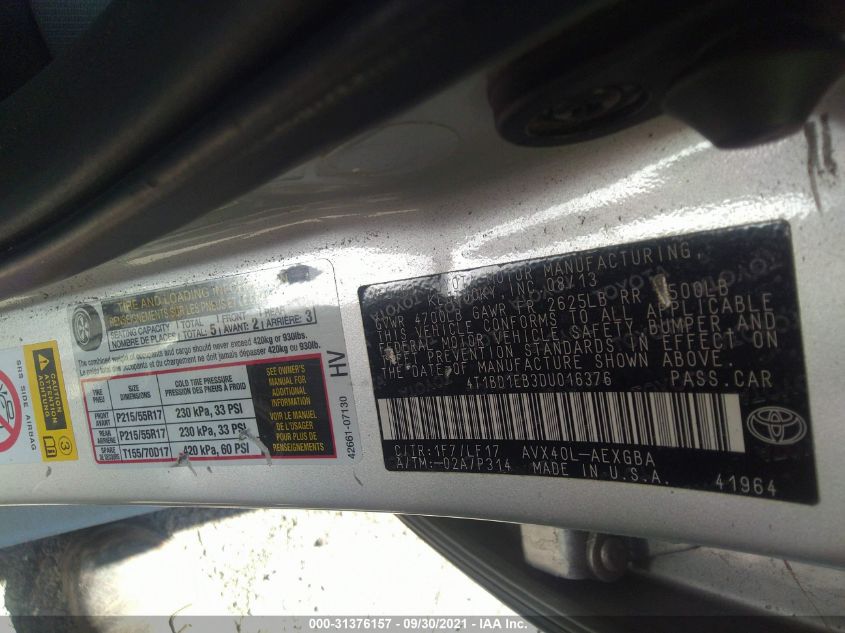 2013 TOYOTA AVALON HYBRID XLE PREMIUM 4T1BD1EB3DU016376