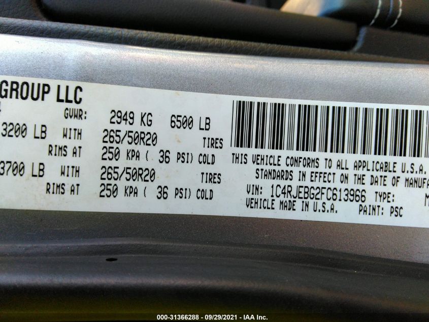 2015 JEEP GRAND CHEROKEE LIMITED 1C4RJEBG2FC613966